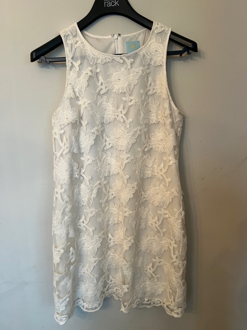 CeCe White Floral Lace Sleeveless Mini Dress